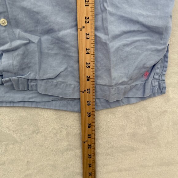 Polo Ralph Lauren Camp Shirt Men L Blue Pocket Loop Collar Linen Blend Button Up - Picture 6 of 9